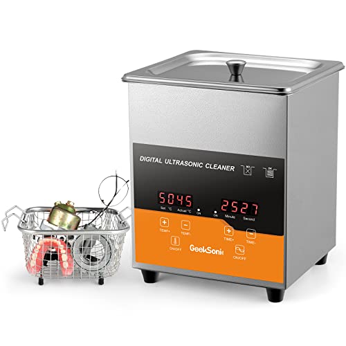 Ultrasonic Cleaner 2L with Heater and Timer, Ultrasonic Cleaning Machine with 40kHz SUS 304 Stainless Steel, Sonic Cavitation Machine with Digital Control for Professional Jewelry Watch Glasses