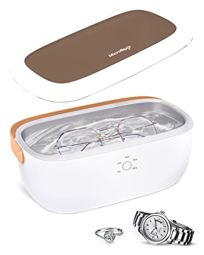 MicroBeats Ultrasonic Jewelry Cleaner for Watches, Eyeglasses, Coins, Rings and Dentures, Portable Household Ultrasonic Cleaning Machine with 14OZ Stainless Steel Tank