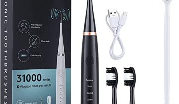 2023 Ultrasonic Electric Toothbrush Adult, USB Charging 5 Mode Toothbrush Ipx6 Waterproof Whitening Teeth Brush Kit with 2 Replaceable Heads Black