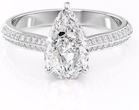 2 CT Pear Moissanite Engagement Wedding Rings for Women Diamond Hidden Halo Band Prong Eternity Dainty 925 Silver Anniversary Promise Bridal Ring Set for Women/Her Propose Rings Gift for Her