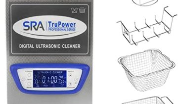 SRA TruPower UC-20D-PRO Professional Ultrasonic Cleaner, 2 Liter Capacity with LCD Display, Sweep/Degas, Adjustable Power, Sleep Function, 2 Baskets, Wire Ring Rack and Wire Beaker Holder