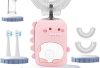 Toddler Toothbrush, U Shaped Toothbrush Kids w/ 5 Brush Heads, 3 Clean Modes, IPX7 Waterproof 360 Kids Electric Toothbrushes 60s Smart Reminder, Sonic Toothbrush Kids for 2-12(Pink)