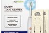 GuruNanda Sonic Toothbrush with 4100 Rechargeable Electric Power, 2 Brush Heads & 1 Travel Case – and 100% Stainless Steel Tongue Scraper U Shaped (4 Count) – Helps in Teeth Whitening & Fresh Breath