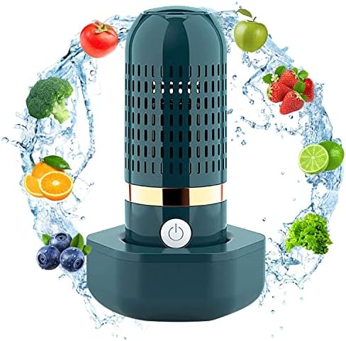 Fruit and Vegetable Washing Machine,Remove Toxins Cleaner from Food Meat,USB Wireless Rechargeable Aquapure Pesticide Purifier Device Capsule Washer (Green)