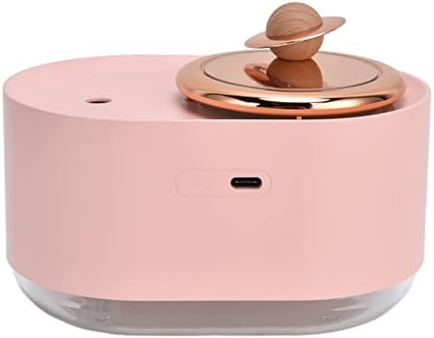 Air Humidifier, 2 in 1 Rotating Planet Mute Spray Humidifier USB Charging Cordless Air Cleaner Diffuser with LED Night Light for SPA Office Home Bedroom(Pink)