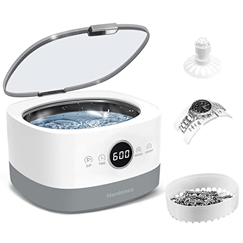 Hanience Ultrasonic Cleaner, 750ml Jewelry Cleaner Machine with Touch Control and Degas Mode, 46kHz Sonic Cleaner for Jewelry, Ring, Silver, Dentures, Eyeglasses and Watches