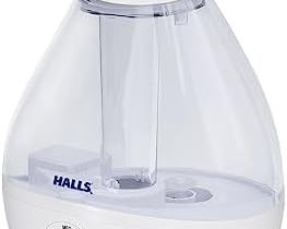 Crane x HALLS Droplet Ultrasonic Small Air Humidifiers for Bedroom and Office, 0.5 Gallon Cool Mist Humidifier for Plants and Home, Humidifier Filters Optional