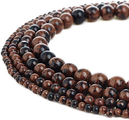 RUBYCA Natural Mahogany Obsidian Gemstone Round Loose Beads for DIY Jewelry Making 1 Strand – 6mm