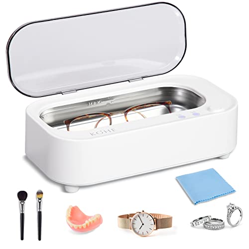 Ultrasonic Jewelry Cleaner Machine – 47Khz Silver Cleaner, Ultrasonic Cleaner Machine for Eye Glasses, Ring, Earring, Necklaces, Watch Strap, Makeup Brush, 304 Stainless Steel Tank with 12OZ