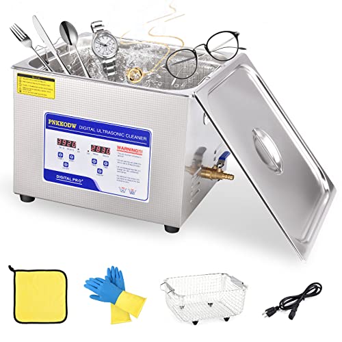 PNKKODW Professional Ultrasonic Cleaner 15L Lab Sonic Cleaner Ultrasonic Parts Cleaner with Digital Timer and Heater for Jewelry Rings Diamond Watch Glasses Small Dental Instrument