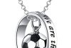 3D Soccer Necklace for Girls Boys: Sterling Silver Soccer Jewelry Gifts for Women Men – World Cup Circle of Life Football Necklaces Pendant Soccer Charm Ball Jewelry Gifts for Soccer Lovers Fan