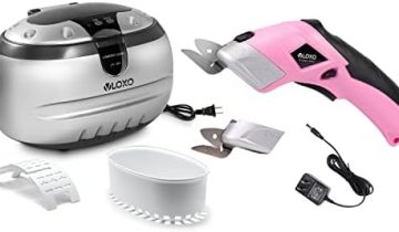 VLOXO Cordless Electric Scissors with 2 Blades Rechargeable Powerful Shears Cutting and Professional Ultrasonic Cleaner Jewelry Cleaner Machine 600ml Household Ultrasonic Cleaner