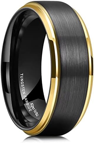 King Will Duo 8mm/10mm Mens Brushed Tungsten Carbide Wedding Band Ring Polish Finished Comfort Fit Black/Silver/Blue/Gold/Rose Gold