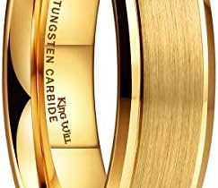 King Will GLORY 6mm 8mm Tungsten Carbide Ring 14K Gold Matte Brushed Polish Wedding Band Comfort Fit
