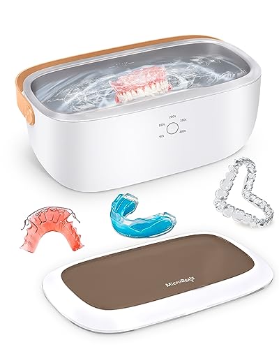 MicroBeats Ultrasonic Retainer Cleaner Machine, Portable Professional Dental Pod Ultrasonic Cleaner Extra Room for All Dentures Retainer Invisalign Aligner Braces Mouth Guards Jewelry