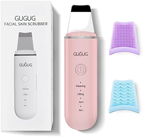 GUGUG Skin Scrubber Face Spatula, Skin Spatula Pore Cleaner Blackhead Remover Tools for Facial Deep Cleansing-4 Modes, Pink