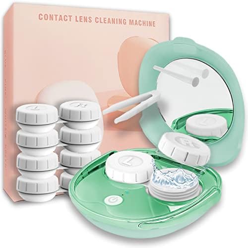 Contact Lens Cleaner, Ultrasonic Contact Lens Cleaning Machine with USB Charger for Soft Lens, Colored Contact Lens, Hard Lens, RGP Lens and OK Lens (Green)