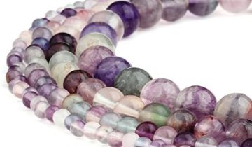 RUBYCA Wholesale Natural Fluorite Gemstone Round Loose Beads for DIY Jewelry Making 1 Strand – 8mm
