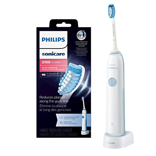 Philips Sonicare DailyClean 2100 rechargeable Electric Toothbrush (HX321117), Mid Blue, 1 Count