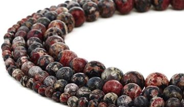 RUBYCA Natural Red Leopard Jasper Gemstone Round Loose Beads for Jewelry Making 1 Strand – 6mm