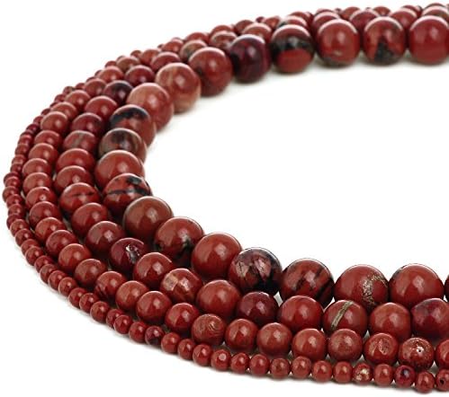 RUBYCA Wholesale Natural Red Jasper Gemstone Round Loose Beads for Jewelry Making 1 Strand – 6mm