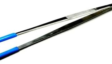 12 Inch Tweezer with PVC Rubber Tips Coated Straight Flat Tip Stainless Steel Forceps Steam Ultrasonic Cleaning Tweezer | Non-Marring | Good Grip | Jewelry | Hobby Crafts Industrial Electronic By JTS