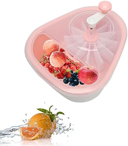 Fruit and Vegetable Washing Machine, Fruit Cleaner Spinner, Large Fruit Washer Spinner with Brush, Multifunctional Fruit and Vegetable Scrubber (Pink)