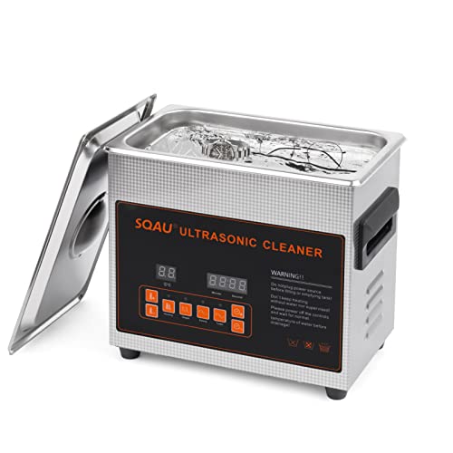 SQAU 3L Ultrasonic Cleaner Machine with Digital Heater and Timer, Total 270w Stainless Steel Sonic Cavitation Machine for Wrench Tools Industrial Parts Mental Instrument Apparatus Cleaning