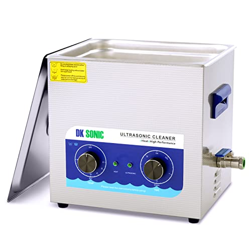 DK SONIC Ultrasonic Cleaner with Heater,Timer and Basket for Lab Tools, Metal Parts, Carburetor, Fuel Injector, Brass, Auto Parts, Engine Parts, etc (10L, 110V)