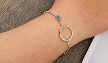 Adflyco Boho Turquoise Bracelets Circle Bracelet Hand Chain Jewelry Adjustable for Women and Girls (Silver)