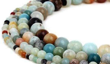 RUBYCA Natural Multi Color Amazonite Gemstone Round Loose Beads for Jewelry Making 1 Strand – 8mm