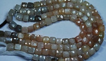13 inch natural beads strand of 7-8mm faceted cube multi moonstone gemstone briolletes beads for DIY jewelry – necklace, bracelet, earring, ring.