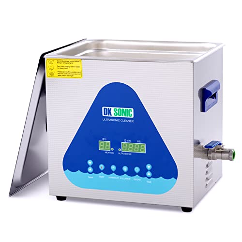 DK SONIC Ultrasonic Cleaner with Digital Timer and Basket for Denture, Coins, Small Metal Parts, Record, Circuit Board, Daily Necessaries, Lab Tools,etc (10L, 110V)