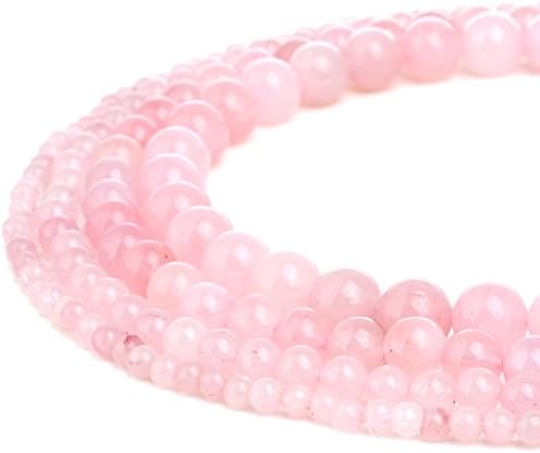 RUBYCA Natural Rose Quartz Gemstone Round Loose Bead Pink Crystal for Jewelry Making 1 Strand – 8mm