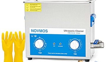 NOVMOS Ultrasonic Cleaner with Heater and Timer, 6L Professional Mechanical Ultrasonic Cleaning Machine with Knob for Cleaning Screws,Parts,Carburetor,Glasses,Circuit Board（1.59gal,110v）