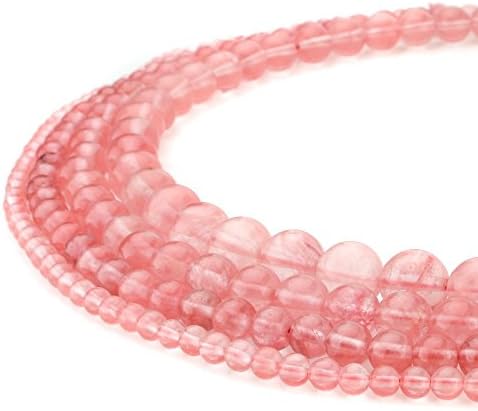 RUBYCA Watermelon Red Cherry Quartz Man-Made Glass Gemstone Round Loose Beads Jewelry Making 1 Strand 4mm