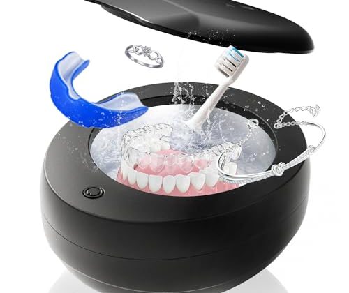 Ultrasonic Cleaner for Jewelry, Retainer, Dentures, 48kHz, 11.5oz(340ml), 40W Portable Ultrasonic Cleaner for Necklaces, Watch Bands, Toothbrush Heads, Blade Razor