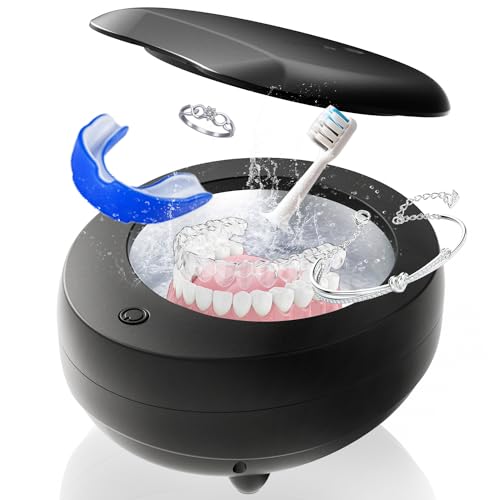 Ultrasonic Cleaner for Jewelry, Retainer, Dentures, 48kHz, 11.5oz(340ml), 40W Portable Ultrasonic Cleaner for Necklaces, Watch Bands, Toothbrush Heads, Blade Razor