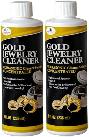 NORTHWEST ENTERPRISES Gold Jewelry Cleaner, Ultrasonic Jewelry Cleaner Solution. Concentrated. Scientifically Engineered Uniquely for Gold Jewelry (2 pack)