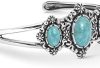 American West Sterling Silver Women’s Cuff Bracelet 3-Stone Design Choice of Gemstone Small Medium Large