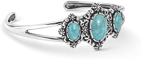 American West Sterling Silver Women’s Cuff Bracelet 3-Stone Design Choice of Gemstone Small Medium Large