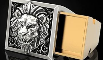 Men’s stainless steel Lion Ring Roaring Lion Head Vintage Carved Band Ring, Personalized Design with Mini Hidden Storage Box Rap Hip Hop Party Pulling Jewelry for Men’s Unique Gift size 7-12