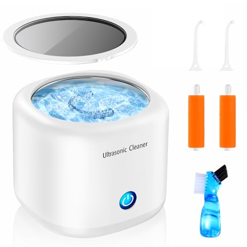 Ultrasonic Cleaner for Dentures, Invisalign, Mouth Guard, Aligner, Whitening Trays, 43kHz 180ML Portable Ultrasonic Jewelry Cleaner Ultrasonic Retainer Cleaner for Home and Travel Use