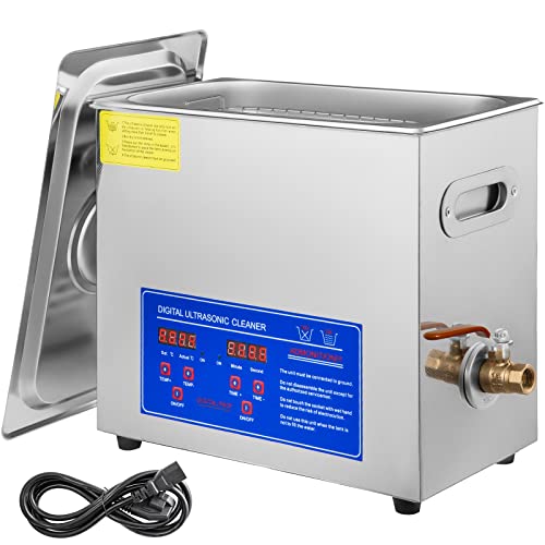 Commercial Ultrasonic Cleaner 6L Professional Ultrasonic Cleaner 40kHz with Digital Timer&Heater 110V Excellent Cleaning Machine for Watch Instruments Industrial Parts Excellent Cleaner Solution