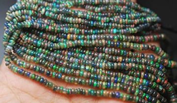 13 inch natural beads strand of 2.5-3mm smooth rondelle ethiopian opal gemstone beads for DIY jewelry – necklace, bracelet, earring, ring.