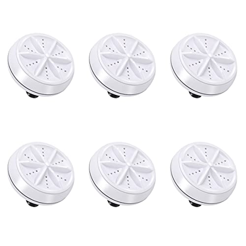 6pcs Rotate Scrubber Portable Washing Machine Mini Washer Underwear Washer High Frequency Cavitation Effect Washer Towels Washer Turbine Vacuum Cleaner Travel Abs White