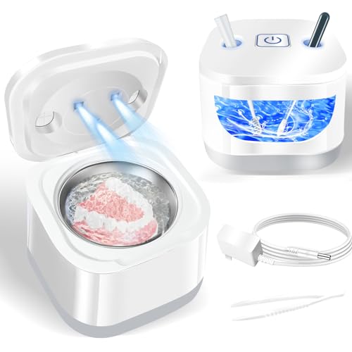 Portable Ultrasonic Retainer Cleaner Machine: 45kHz 25W Professional UV Cleaner Pod for Makeup Brush, Rings, Toothbrush, Jewelry